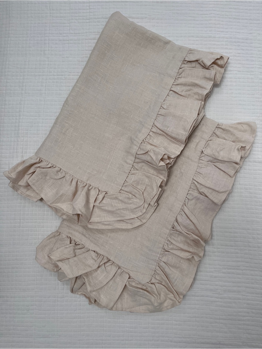Ralph Lauren linen king ruffle pillow cases shams vintage USA timeless old money